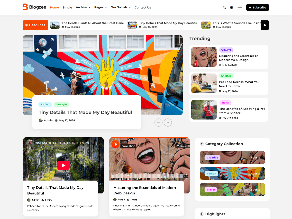 Blogzee - Wordpress Theme
