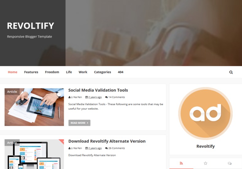 Revoltify Alternate 3 Blogger Template
