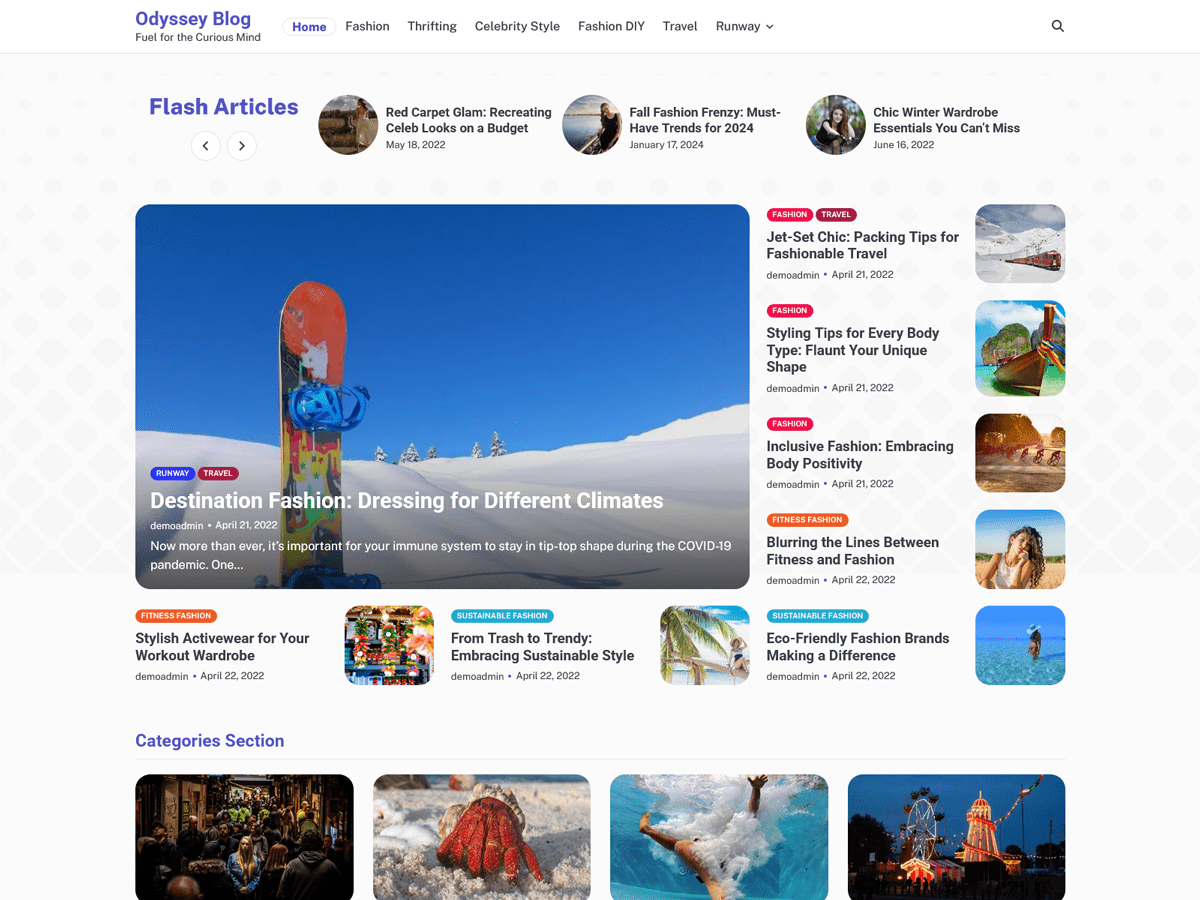 Odyssey Blog - Wordpress Theme