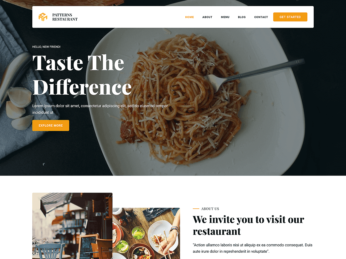 Patterns Restaurant - Wordpress Theme
