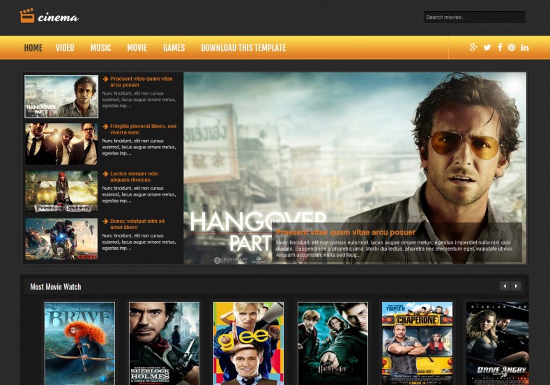 Cinema Movie Blogger Template
