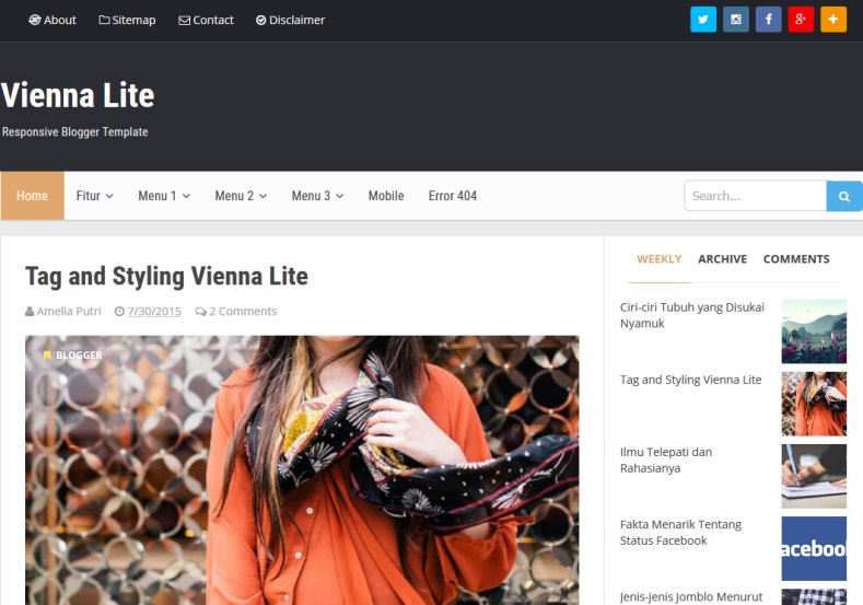 Vienna Lite Blogger Template