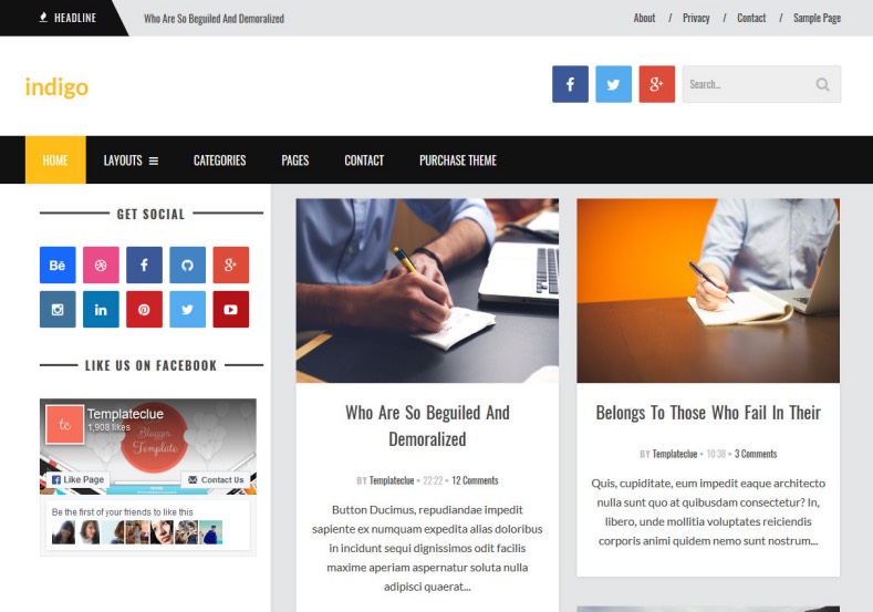 Indigo Blogger Template