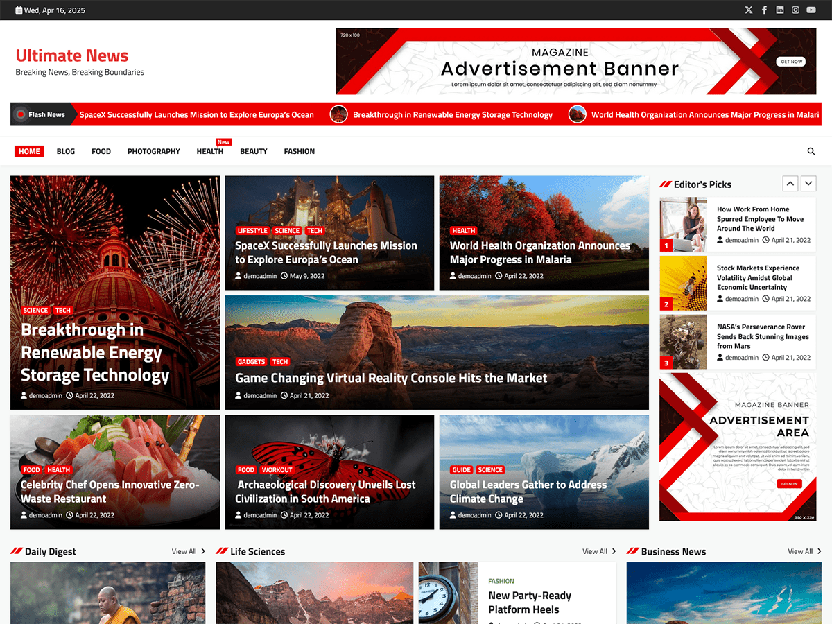 Ultimate News - Wordpress Theme