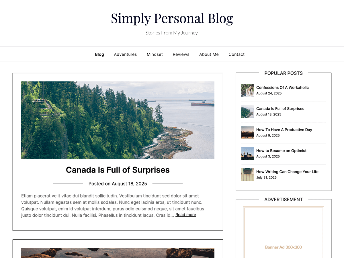 Simply Personal Blog - Wordpress Theme