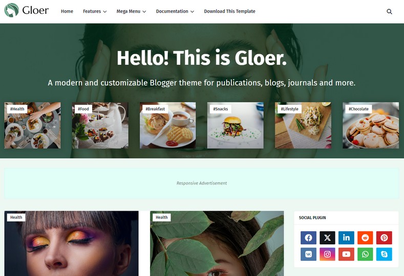Gloer Blogger Template