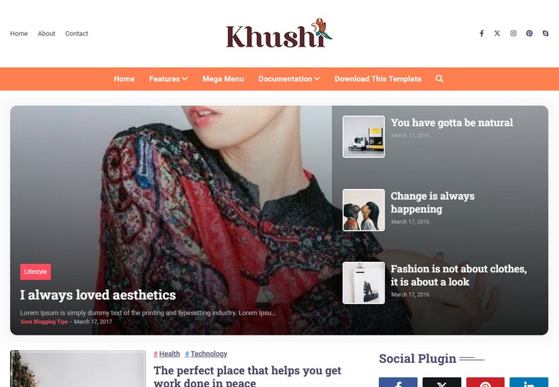Khushi Blogger Template