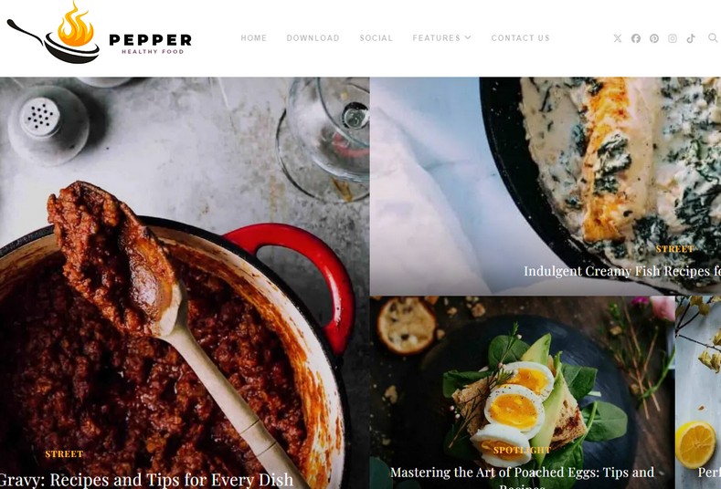 Pepper Food Blogger Template