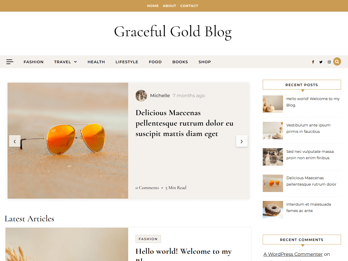 Graceful Gold Blog - Wordpress Theme
