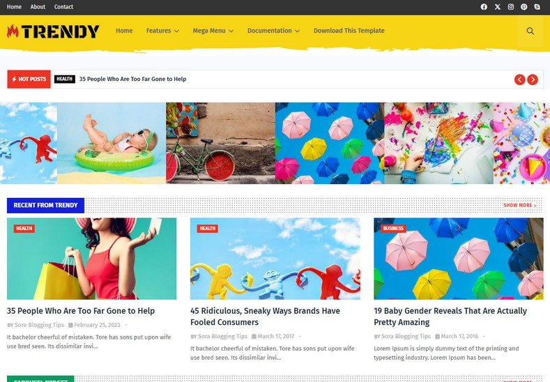 Trendy Magazine Blogger Template