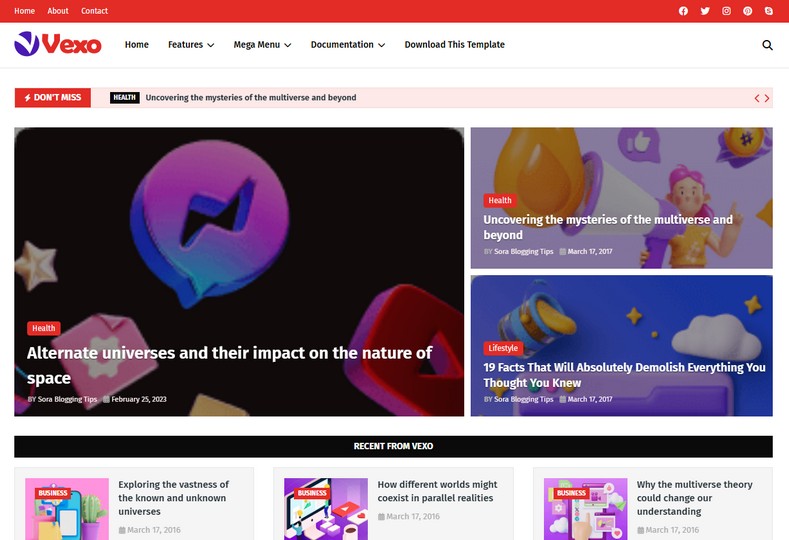 Vexo Blogger Template