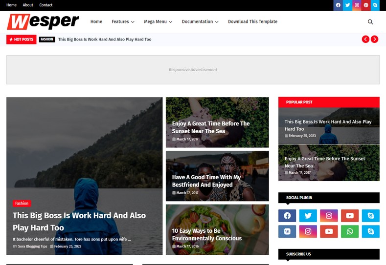 Wesper Blogger Template