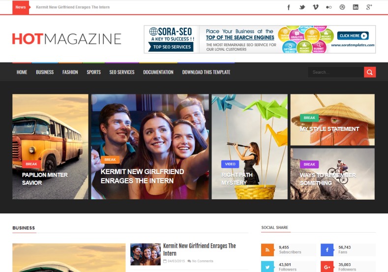 Hot Magazine Blogger Template