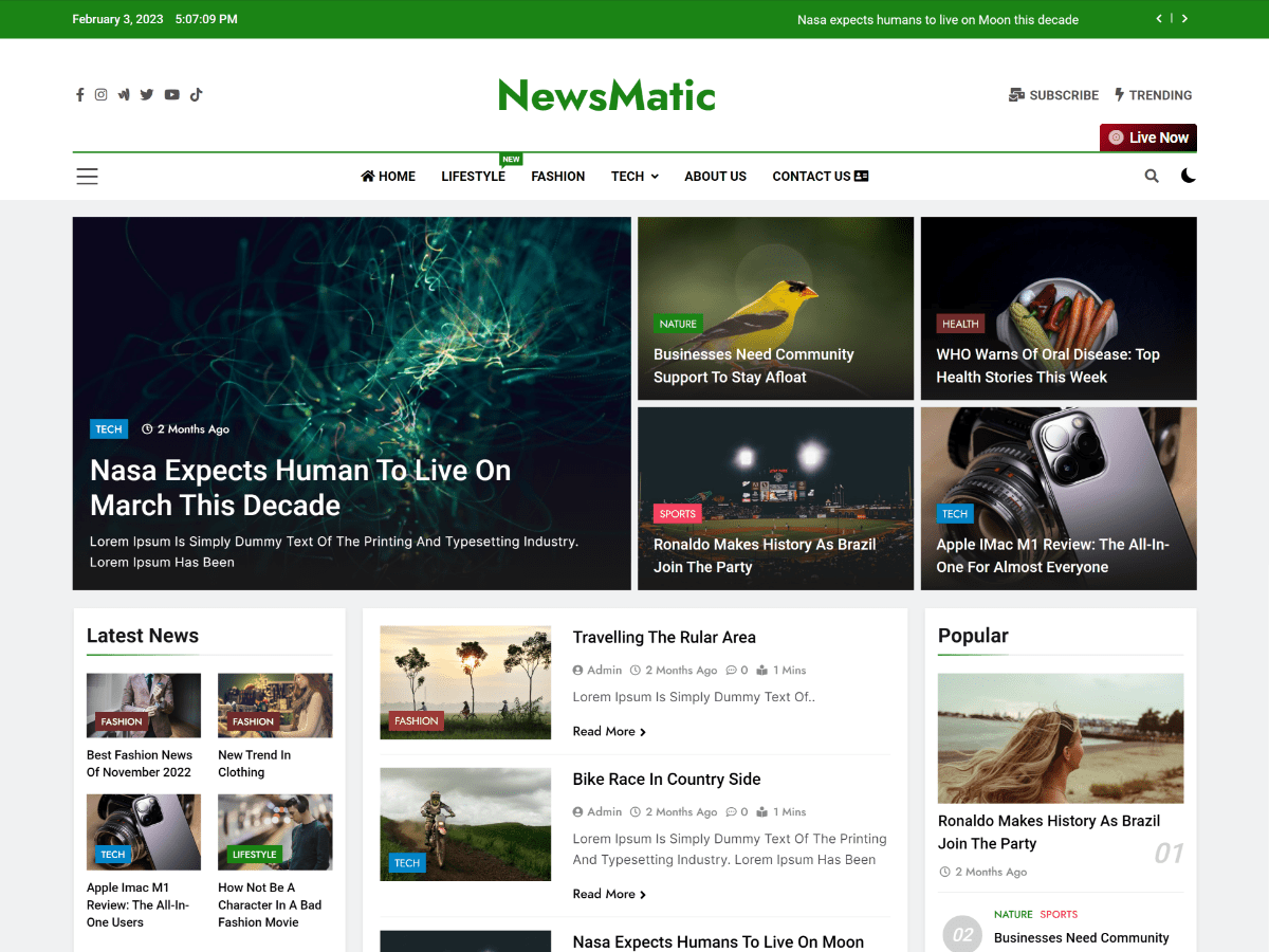 Newsmatic - Wordpress Theme