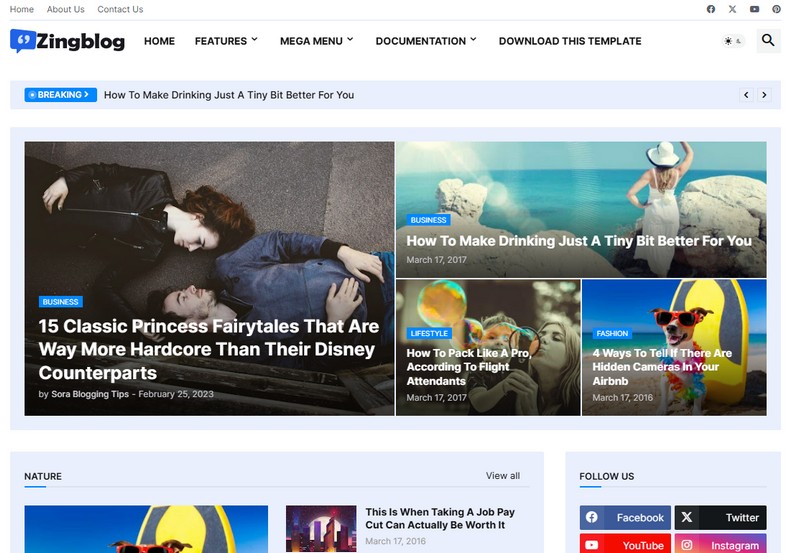 Zing Blog Blogger Template