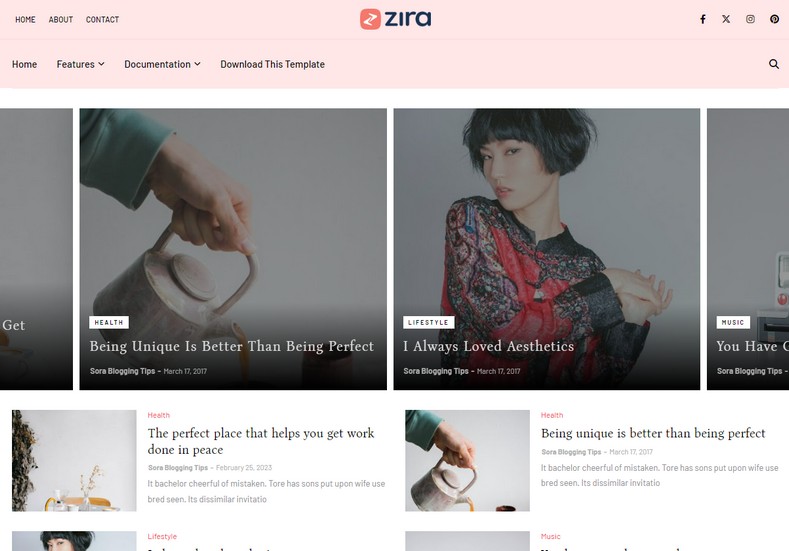 Zira Blogger Template